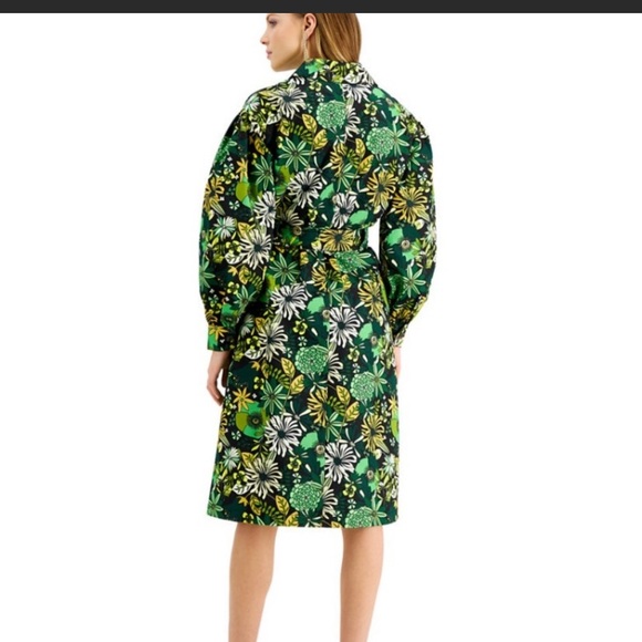 Floral-Print Twill Trench Coat - Picture 3 of 5